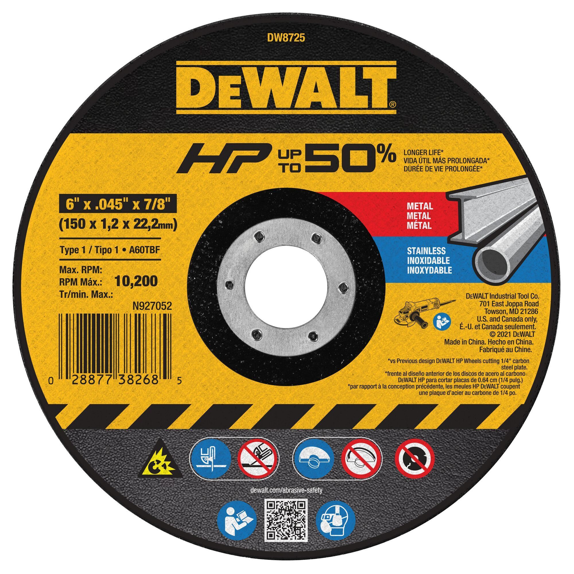 DEWALT 6X .045X7/8In A60T Mtl Thin Cutoff Whl DW8725